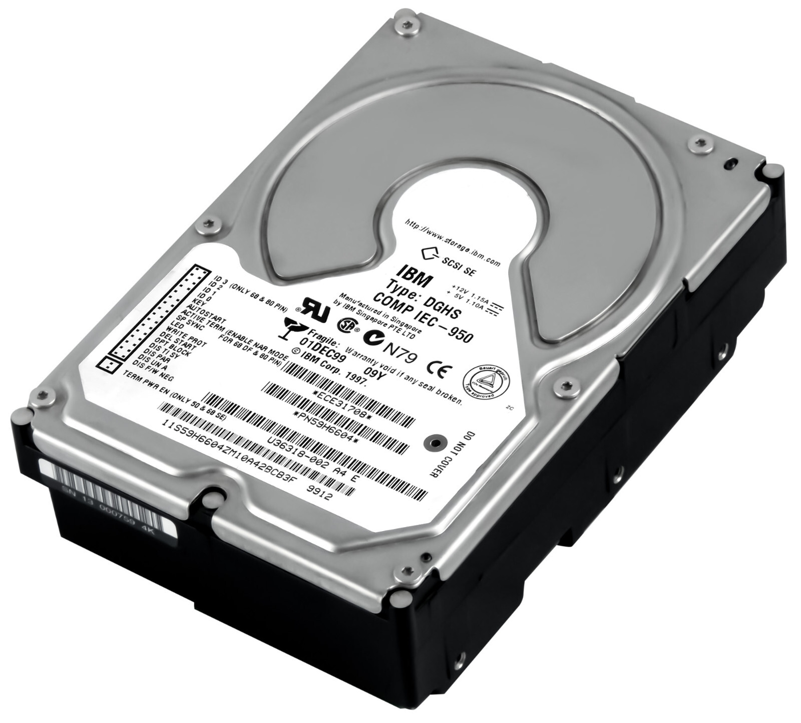 HARD DRIVE IBM UltraStar 9LP 59H6604 9.1GB 7.2K SCSI U160 3.5''