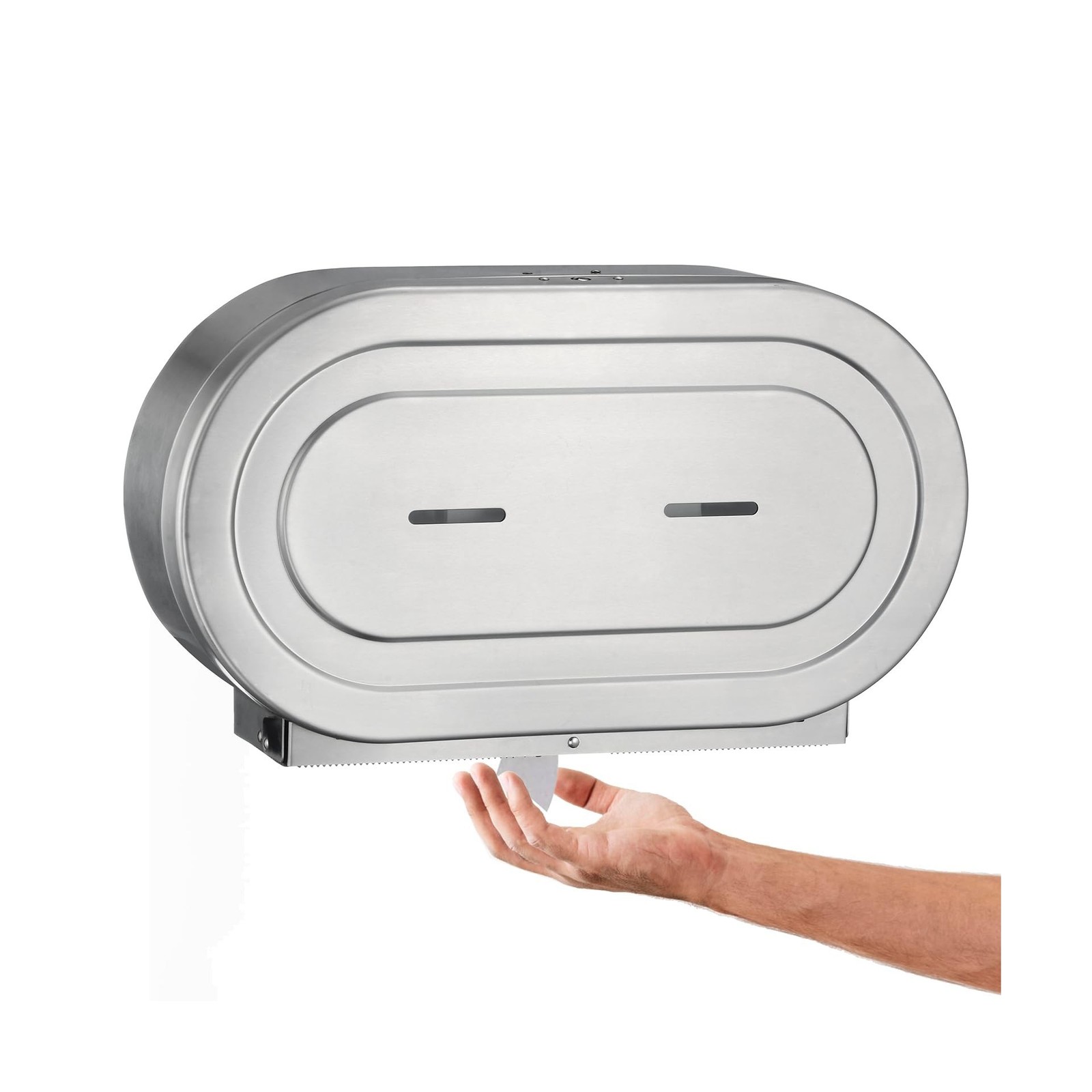 Stainless Steel Twin Jumbo Toilet Paper Dispenser Wall Mount, 9" Commercial D...
