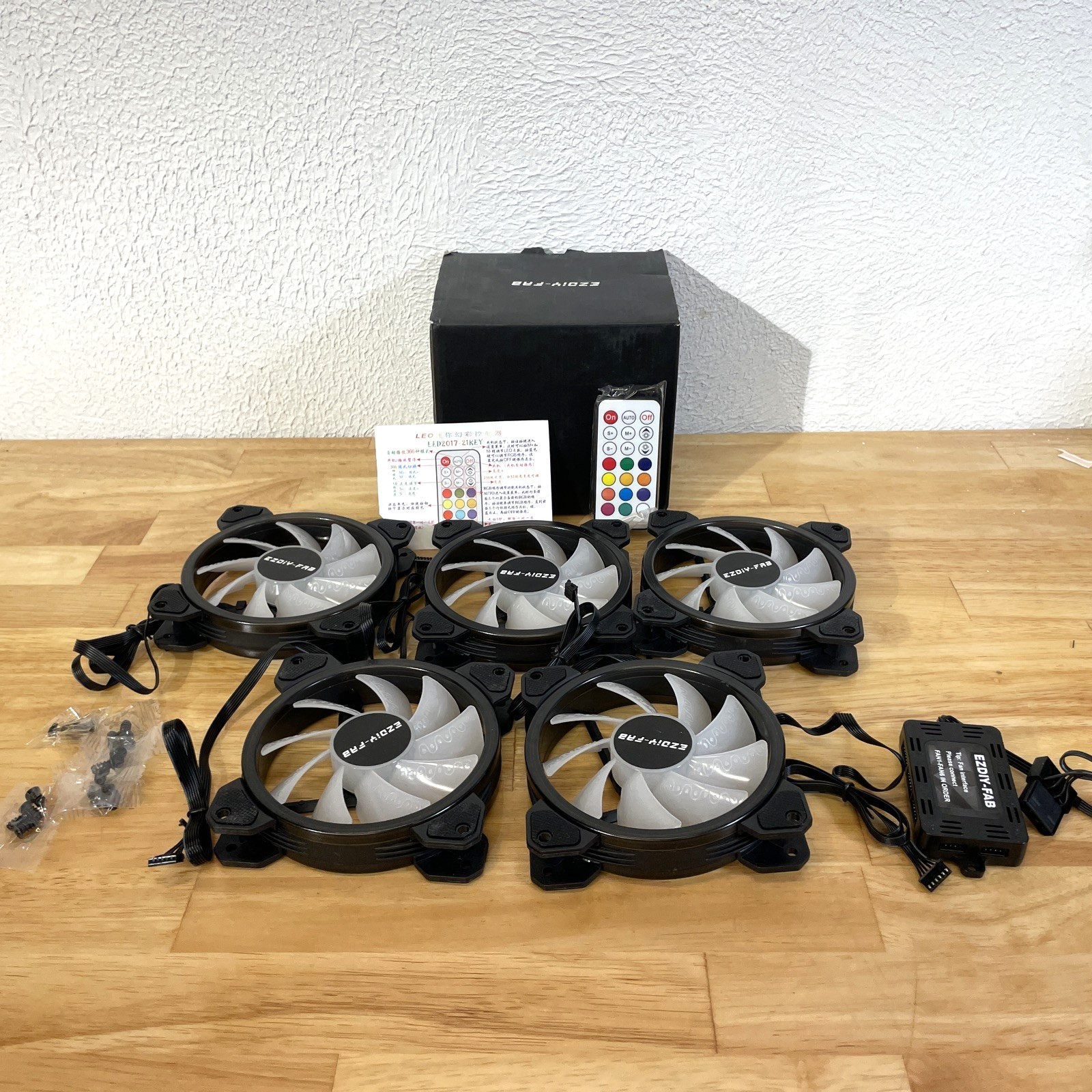 EZDIY-FAB Fans -- Package of 5 RGB Case Fans