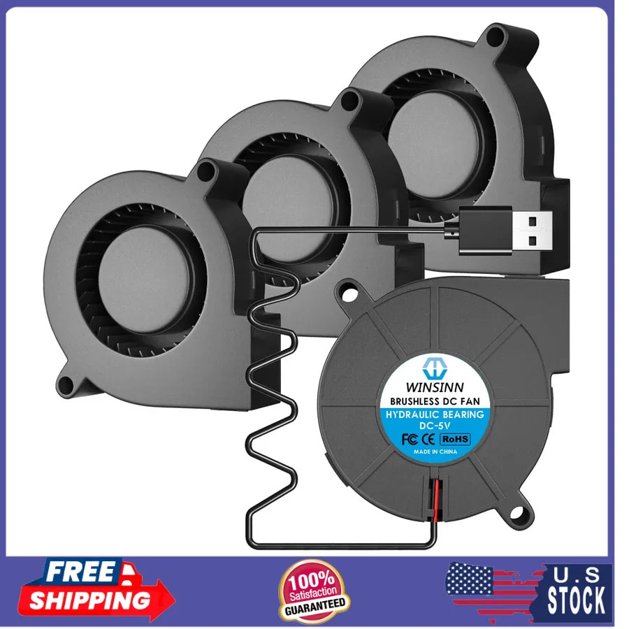 WINSINN 5015 USB Blower Fan 5V 50mmx15mm Hydraulic Bearing 39in Cable 4 Pack