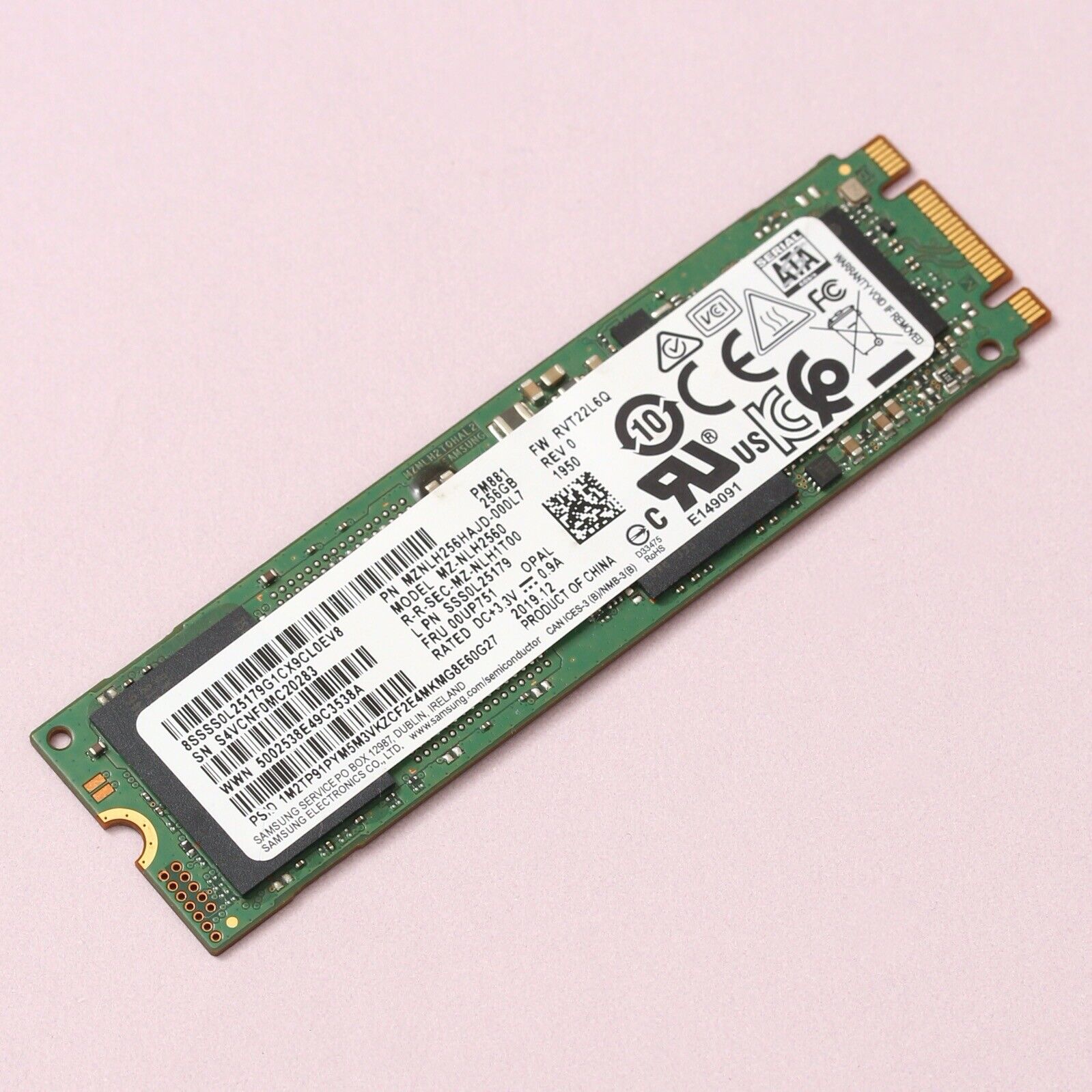 Samsung 256GB M.2 2280 SATA SSD Solid State Drive PM881 MZNLH256HAJD