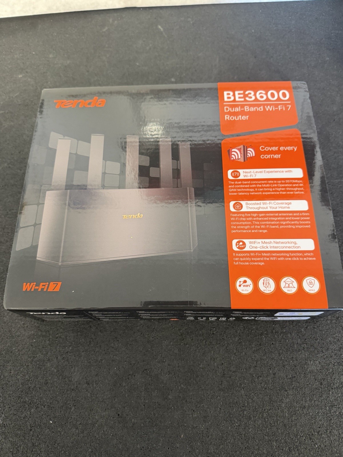 Tenda BE3600 Dual Band WiFi 7 Router (RE3L)– 3x1G Ports, SEALED