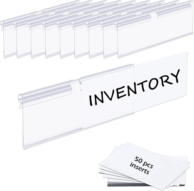 50PCS Basket Bin Labels Clip On, Clear Plastic Label Holders for Storage Bins, W
