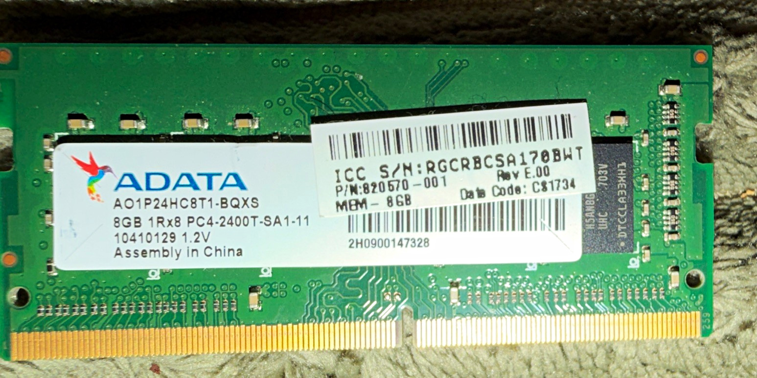 (2x) - 8GB DDR4 SO-DIMM PC4-2400T 260-Pin Laptop RAM 1x8GB AO1P24HC8T1-BQXS 16gb