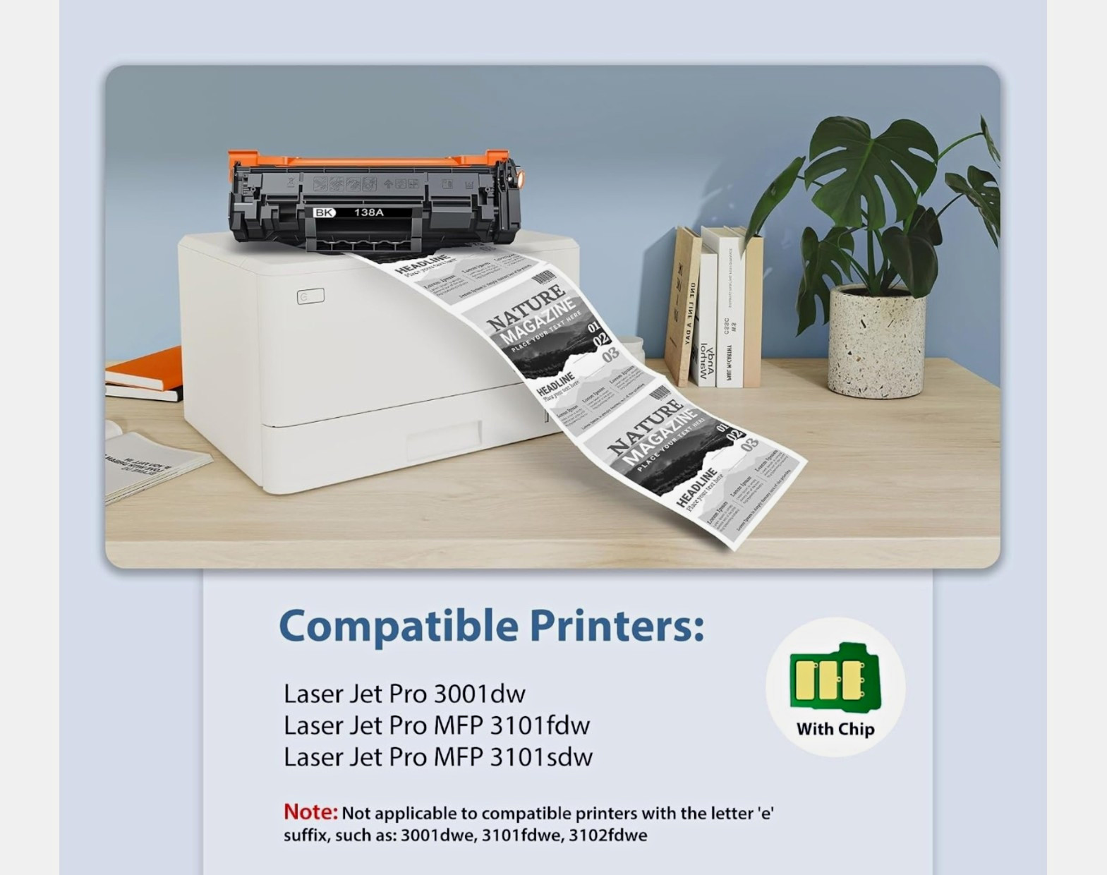 138A Black Compatible Toner Cartridge 2-Pack w/ Chip for HP LaserJet Pro