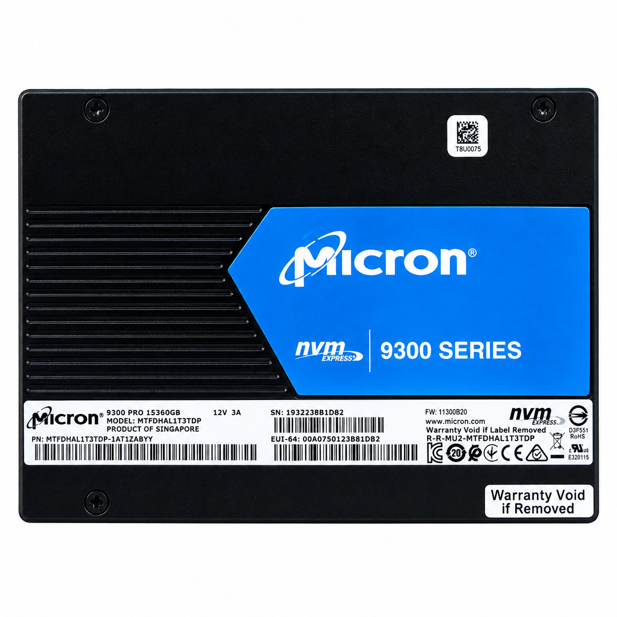 Micron 9300 PRO 15.36TB MTFDHAL15T3TDP PCIe Gen 3.0 x4 3D TLC U.2 NVMe 2.5" SSD