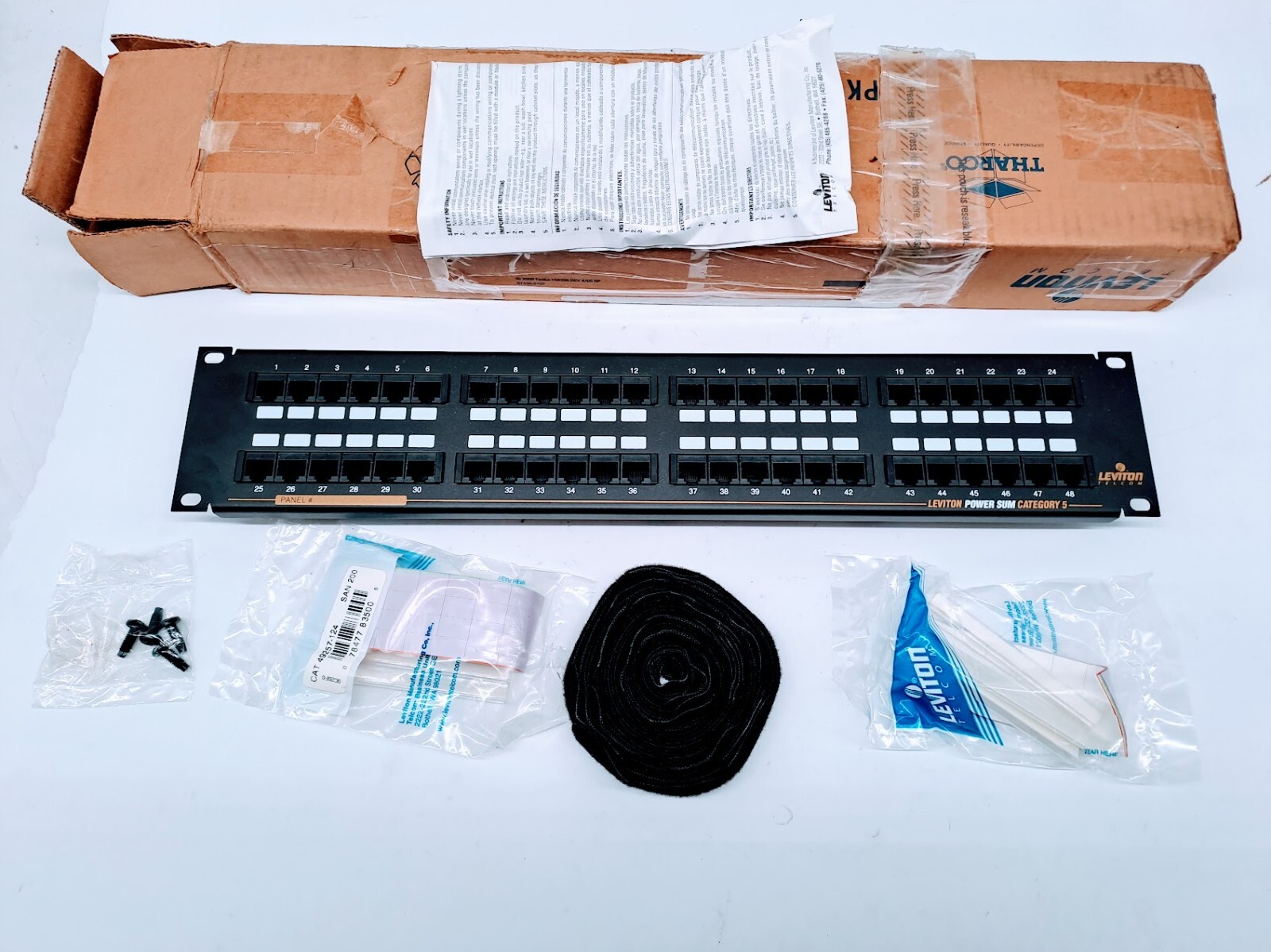 Leviton Cat. No. 59484-B48, CAT 5 Power Sum. 48 Port Data Network Patch Panel