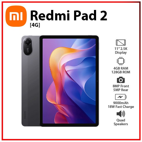 (Wi-Fi+4G) Xiaomi Redmi Pad 2 4G 4GB+128GB GREY Octa Core Android PC Tablet