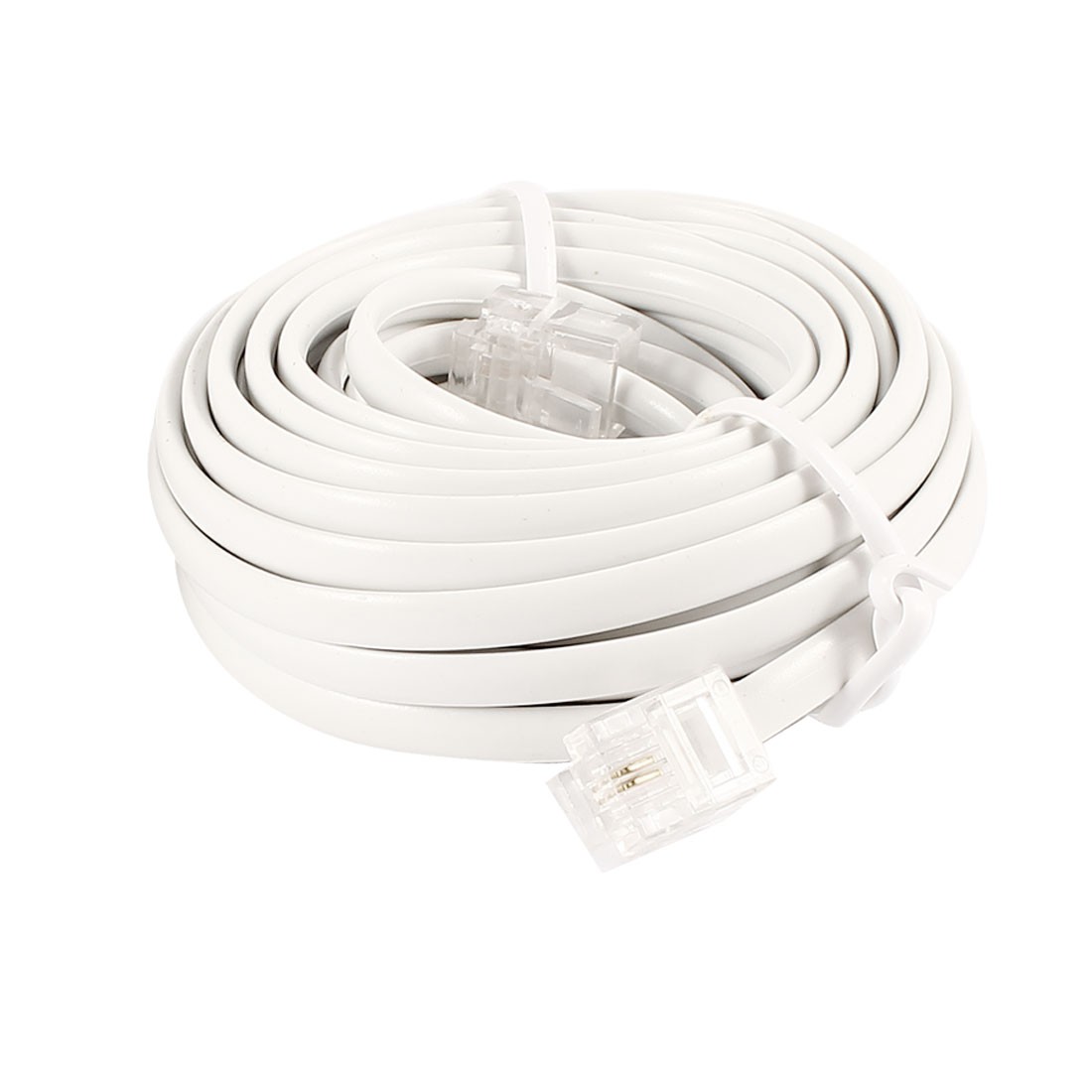 Grey White RJ11 6P2C Modular Telephone Extenstion Cable 4.5M 15ft