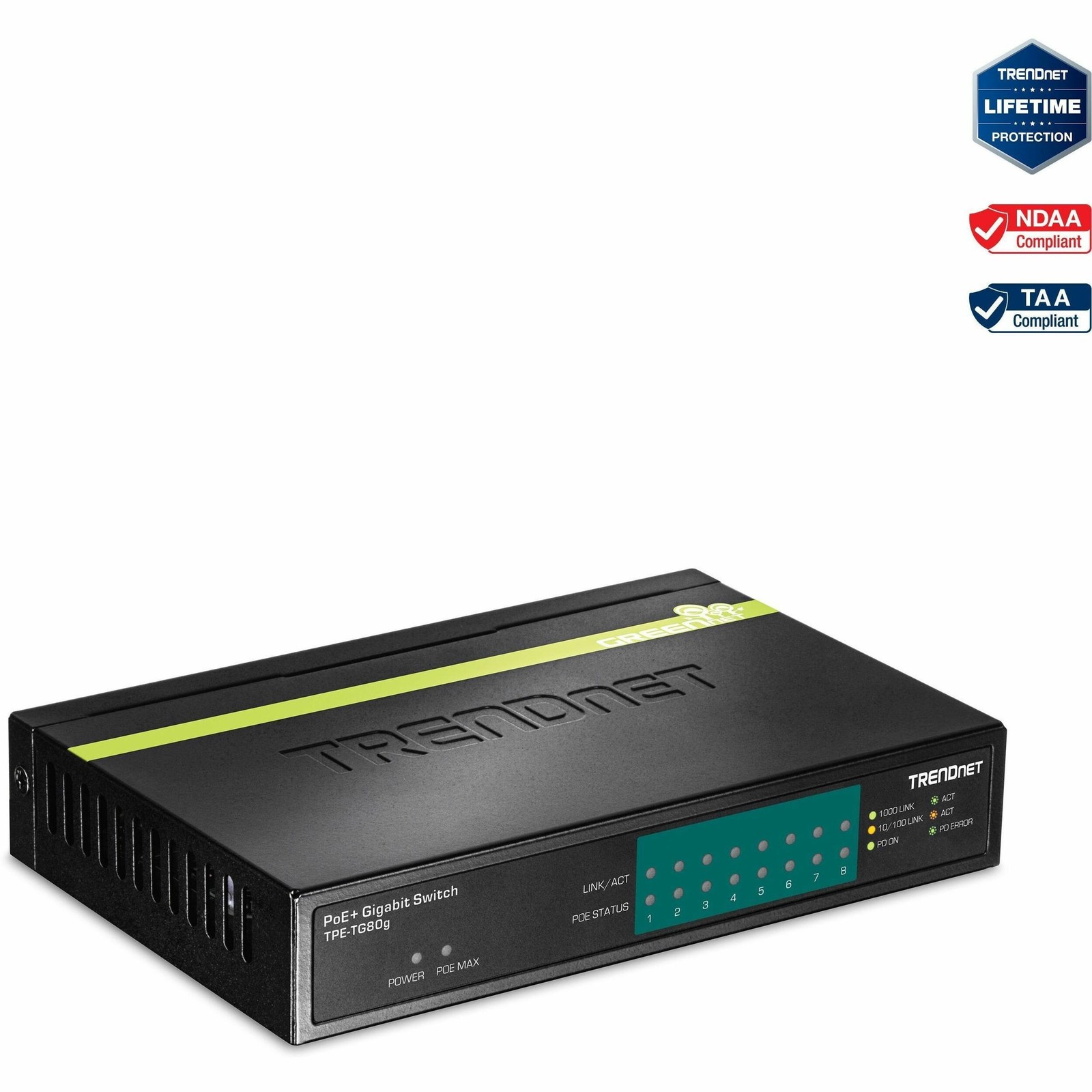 Trendnet TPETG80G 8-Port Gigabit GREENnet PoE+ Switch