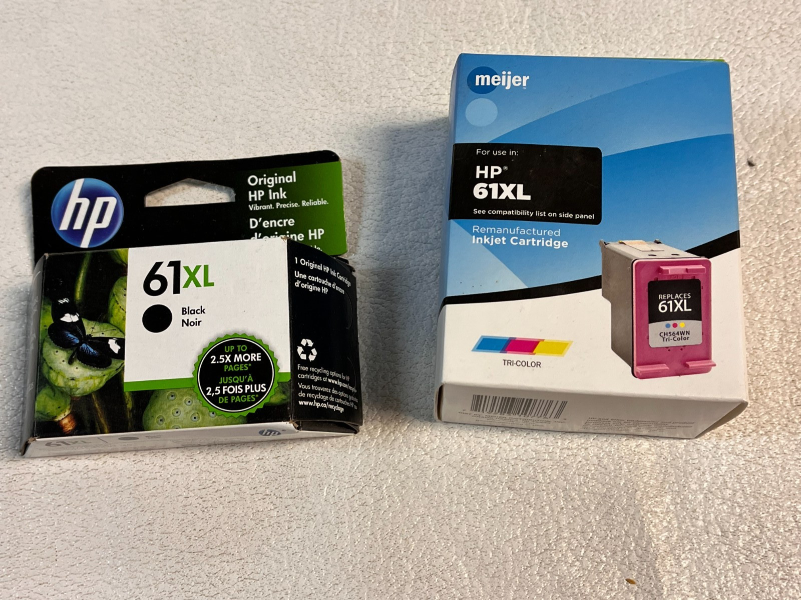 Genuine HP 61XL Original Ink Cartridge Black APR 2023 & Meijer HP 61XL Tri-Color