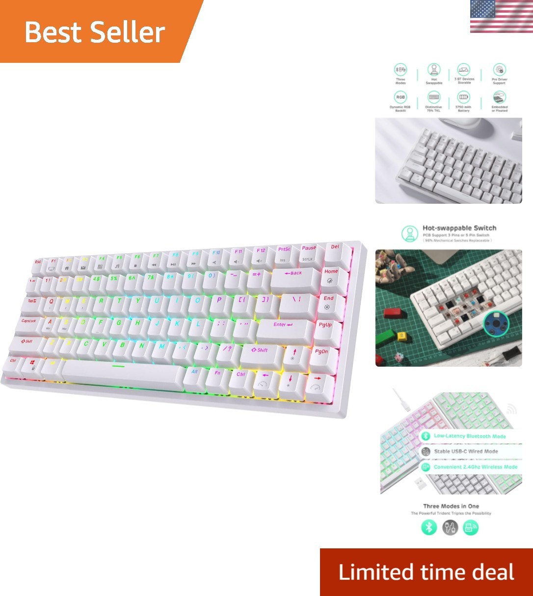 RK84 Wireless RGB 75% Hot Swappable Mechanical Keyboard