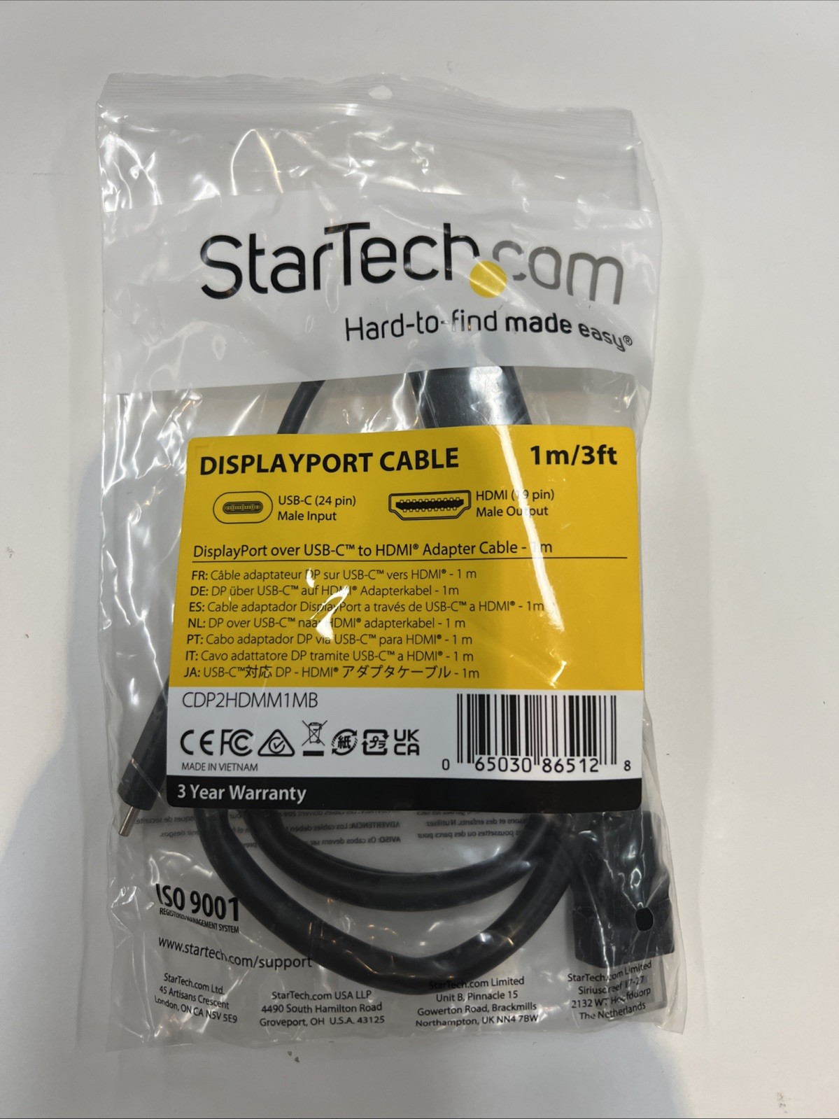 StarTech.com 3ft 1m USB C to HDMI Cable - 4K USB Type-C HDMI Video Ada