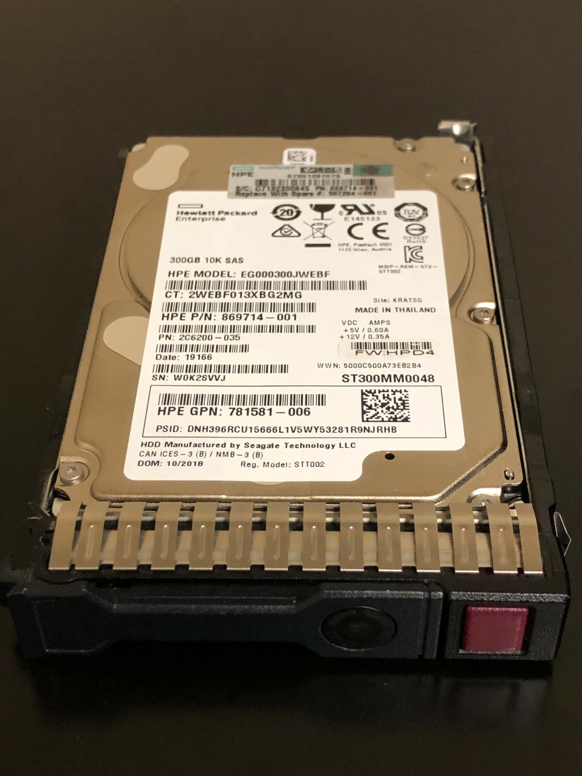 EG000300JWEBF HPE 300GB SAS 12G 10K SFF SC HDD