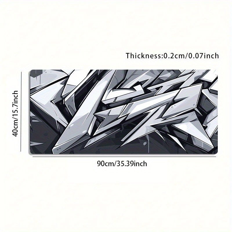 A Large Gaming Mouse Pad Featuring a Black And White Geometric Graffiti Street