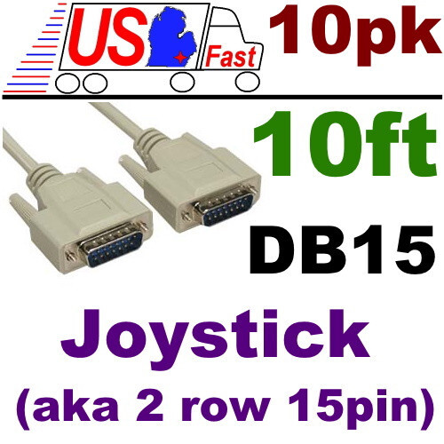 Lot10pcs 10ft Joystick/Midi Sound Card/Game Port DB15 pin Male~M Cable/Cord/Wire