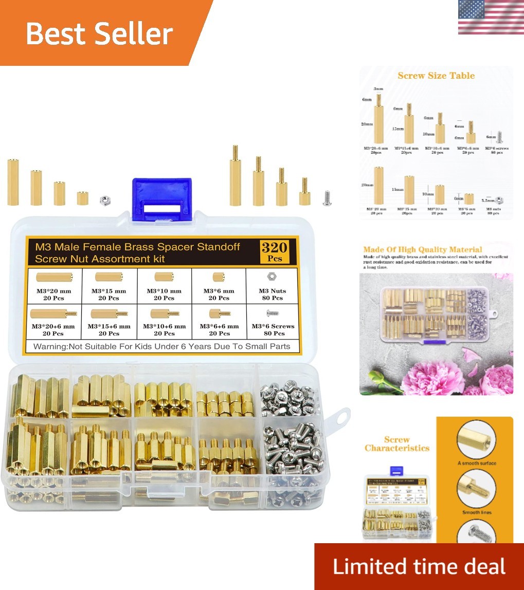 320Pcs Motherboard Standoffs & Screws Kit - Hex Brass for DIY Computer Builds