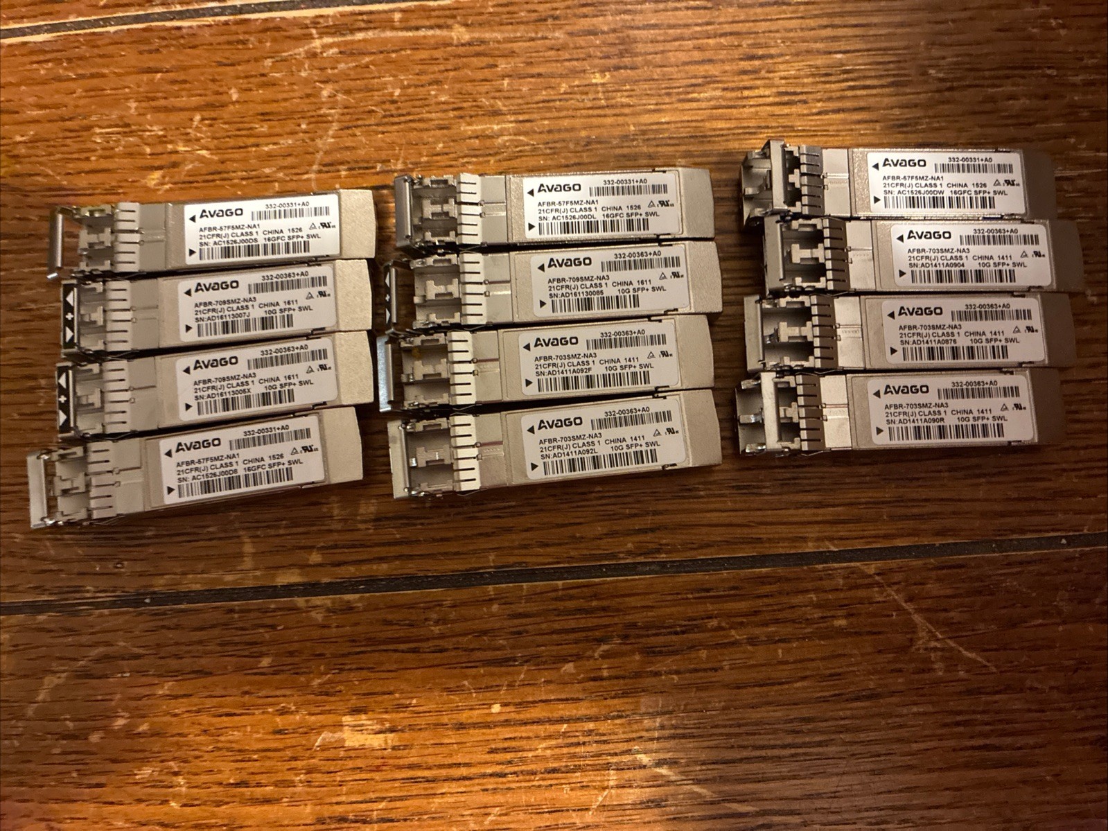 (12) Avago 332-00331+A0 AFBR-57F5MZ-NA1 16GFC SFP+SWL Optical Transceiver Module