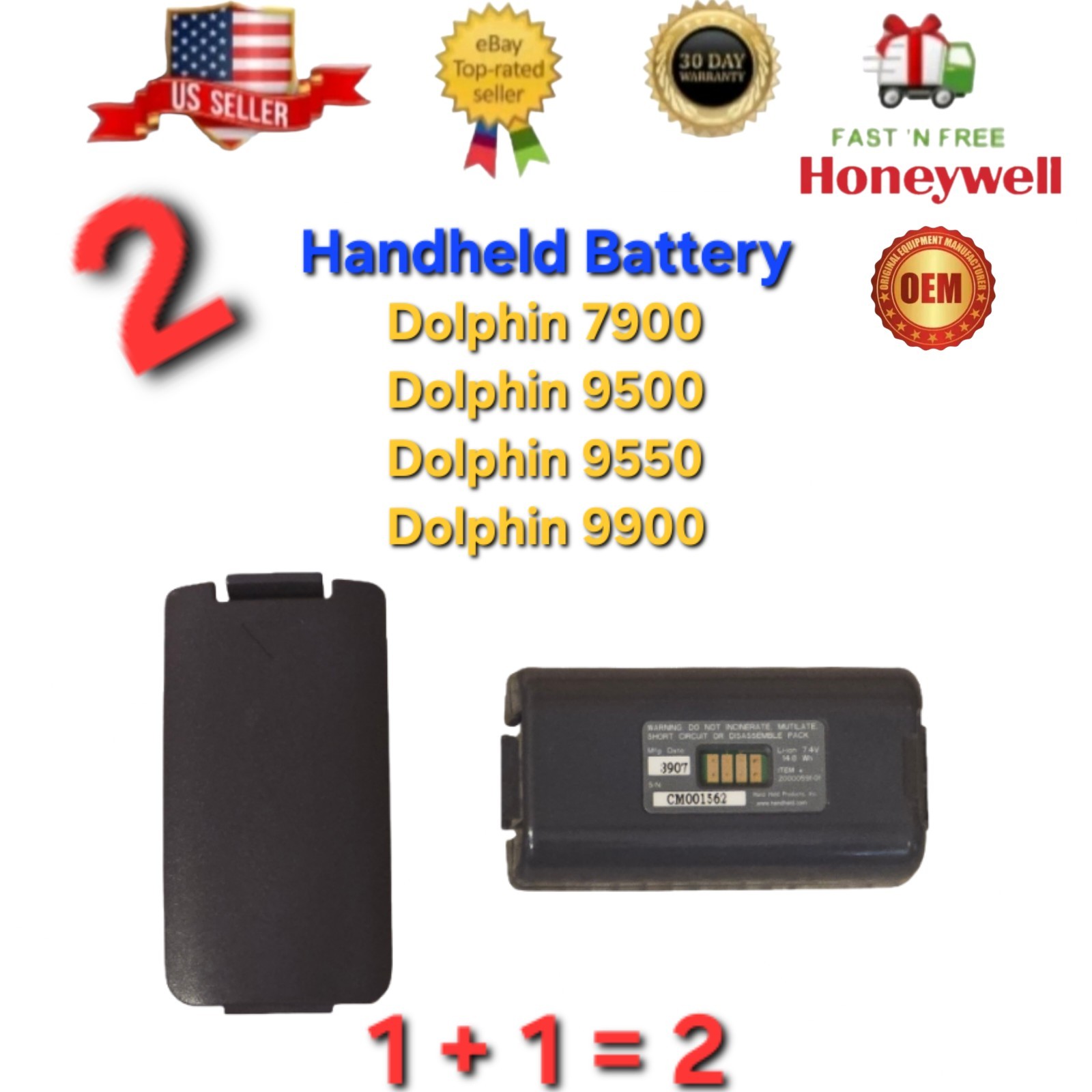 2xOEM Battery Replacement Handheld Scanner Honeywell Dolphin 7900 9500 99GX 99EX
