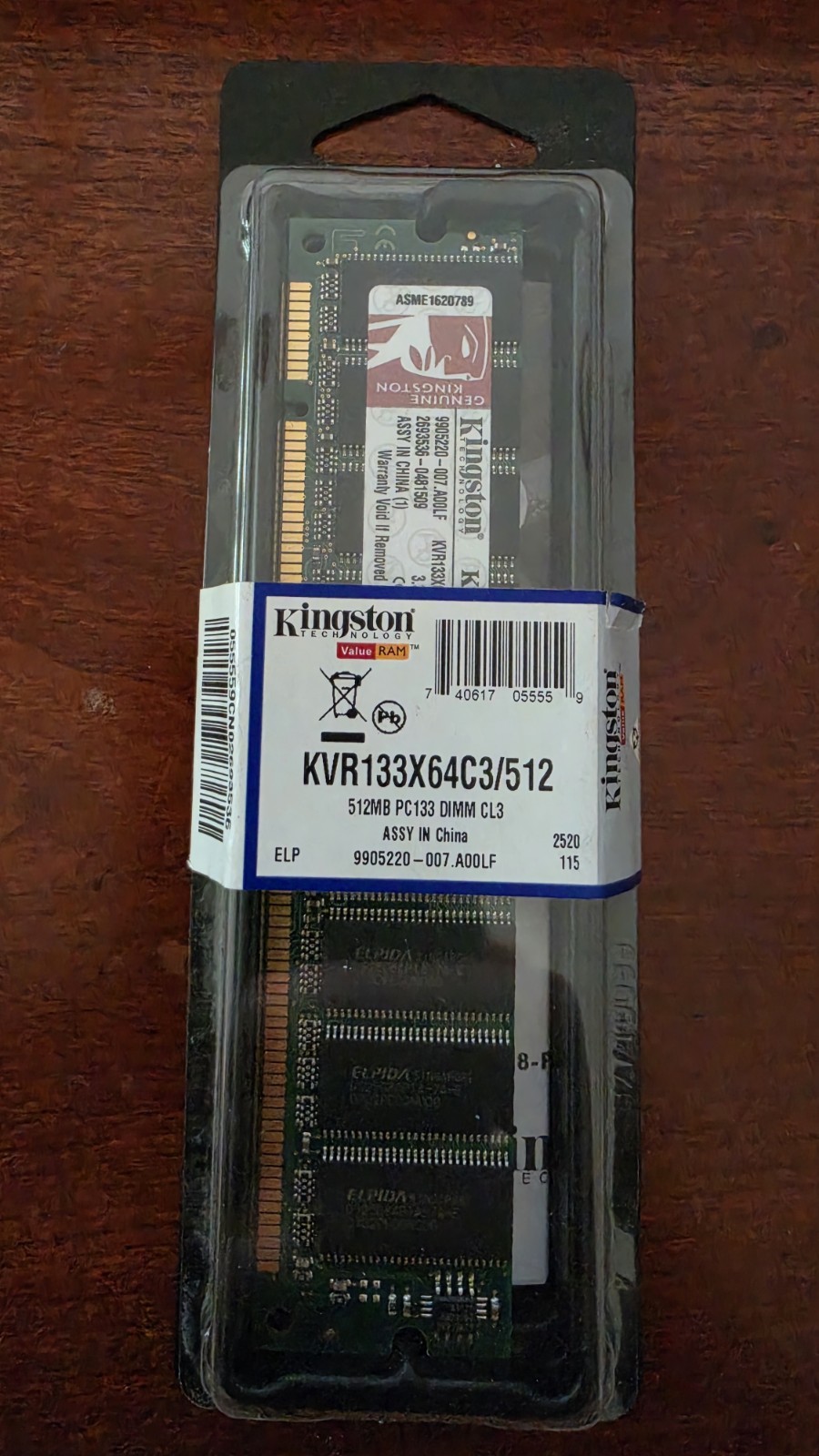 Kingston KVR133X64C3/512 (512 MB, PC133, SDRAM, 133 MHz, DIMM 168-pin) RAM New