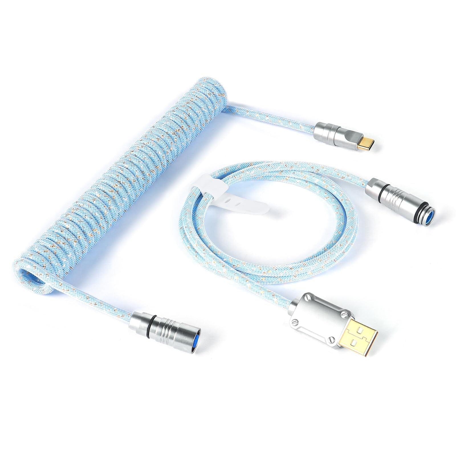 MAMBASNAKE C05 Keyboard Cable, Coiled Cable with Metal Aviation Connectors