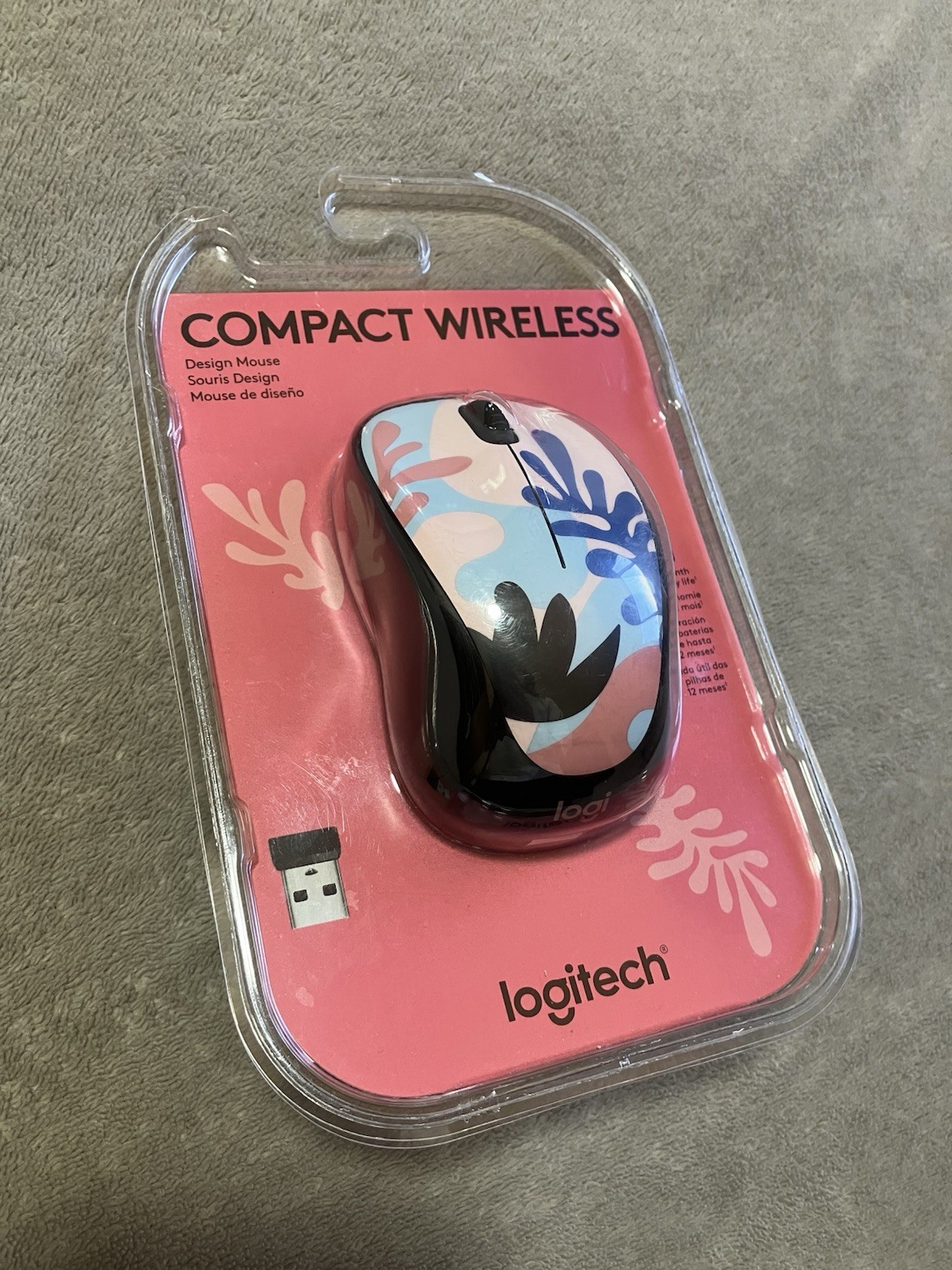 Logitech Design Compact 2.4GHz Wireless Mouse Coral Reef 910-006607 NEW SEALED