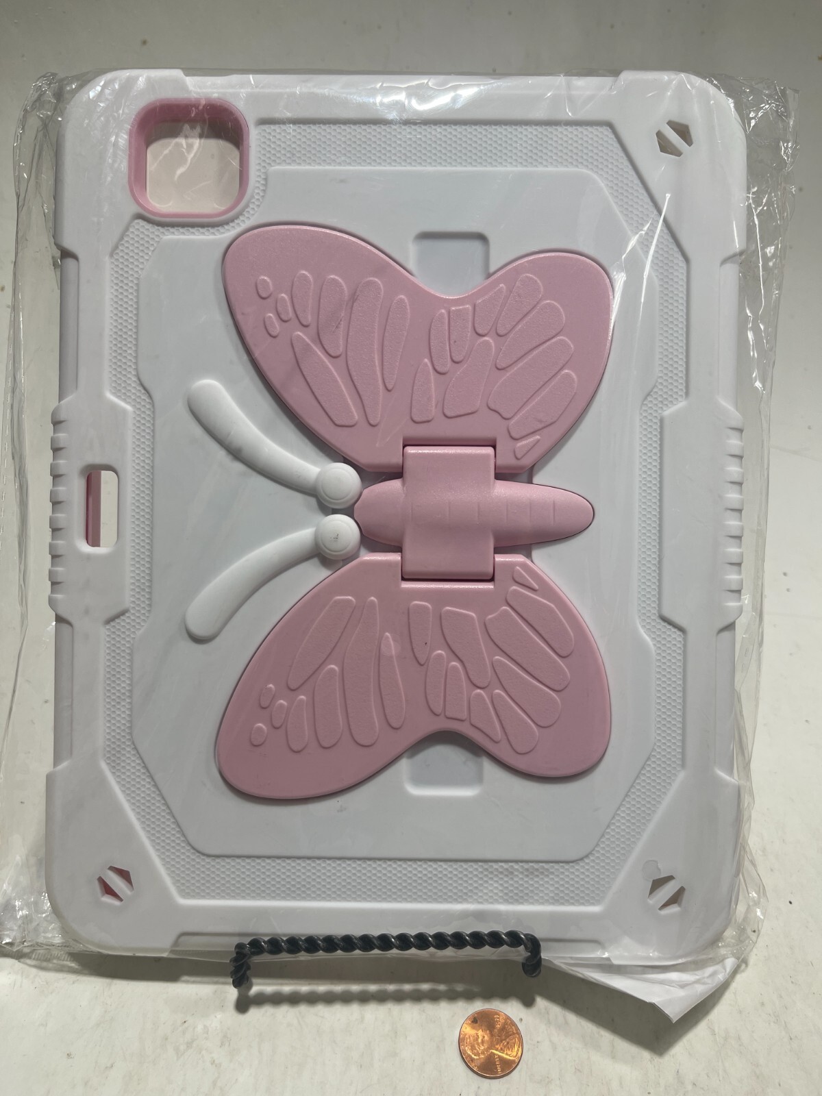 Shockproof White/Pink Butterfly Stand Case Cover For iPad Pro 11-inch (M4) 2024