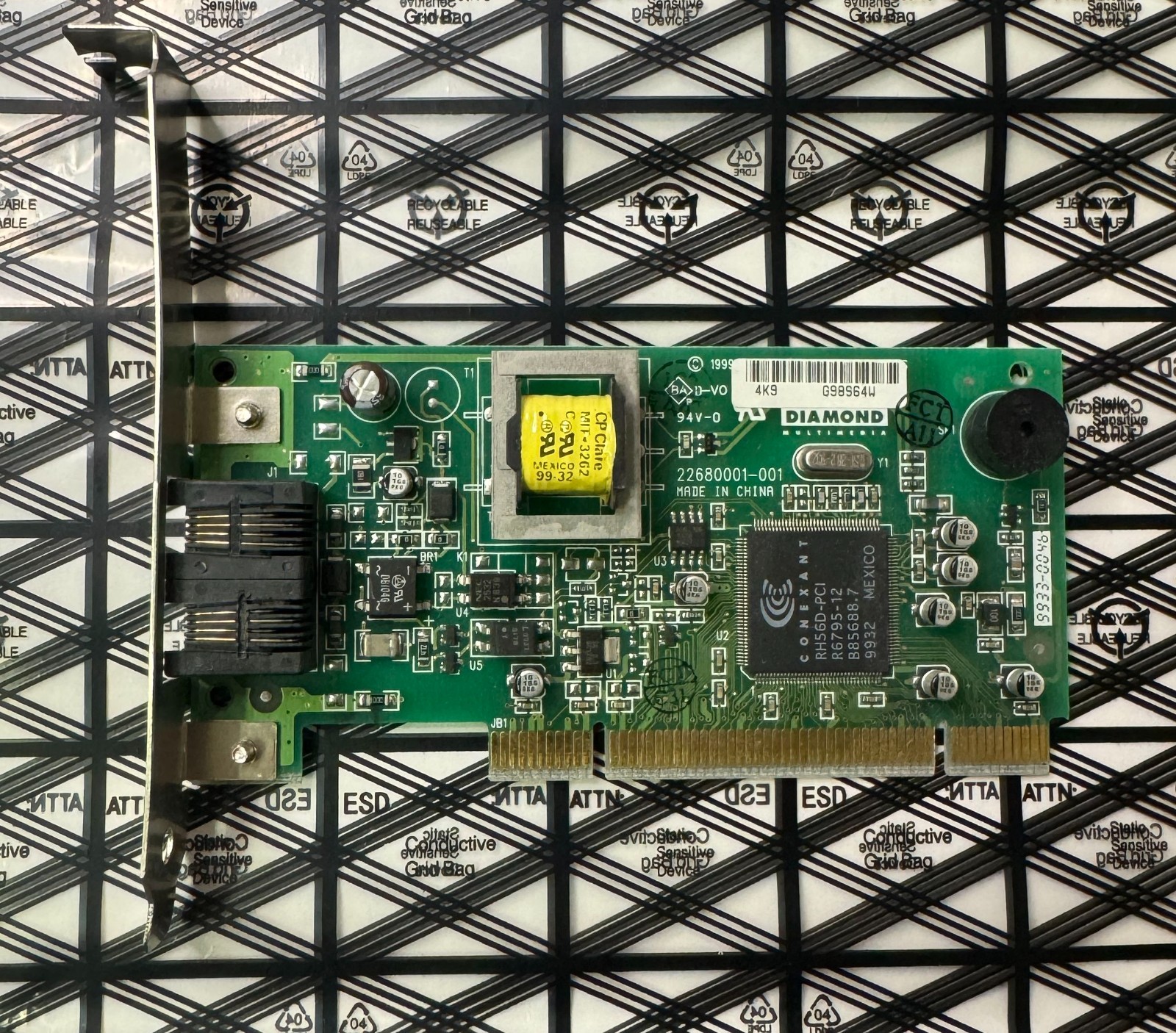 Diamond Conexant Rockwell 23680001-002 PCI 56K Fax Modem Card