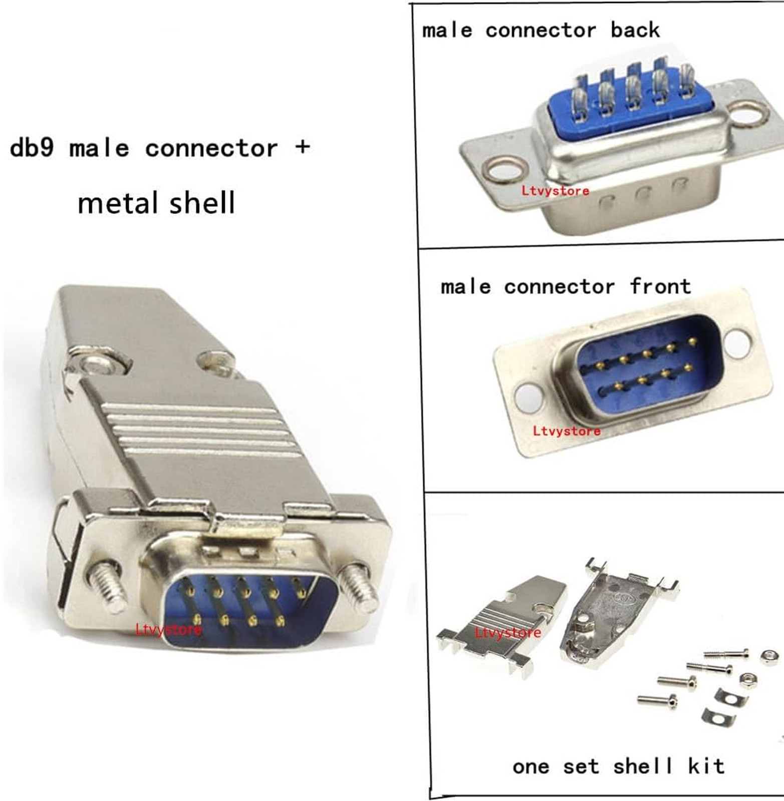 16Pcs RS232 Serial Port Connectors DB9 Male Female D Sub 9 Pin Metal Shell Kit