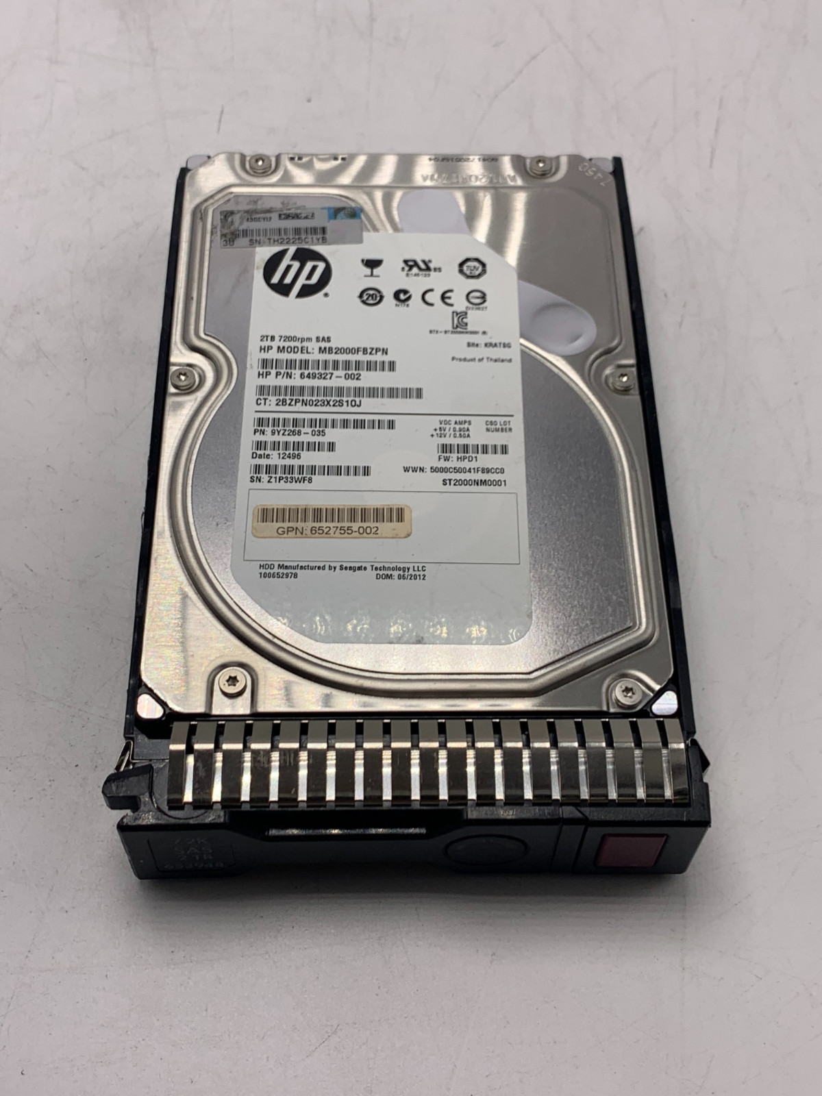 *Torn HP/Blue Label* HP 653948-001 2TB 6G SAS 7.2K 3.5" MDL Hard Drive