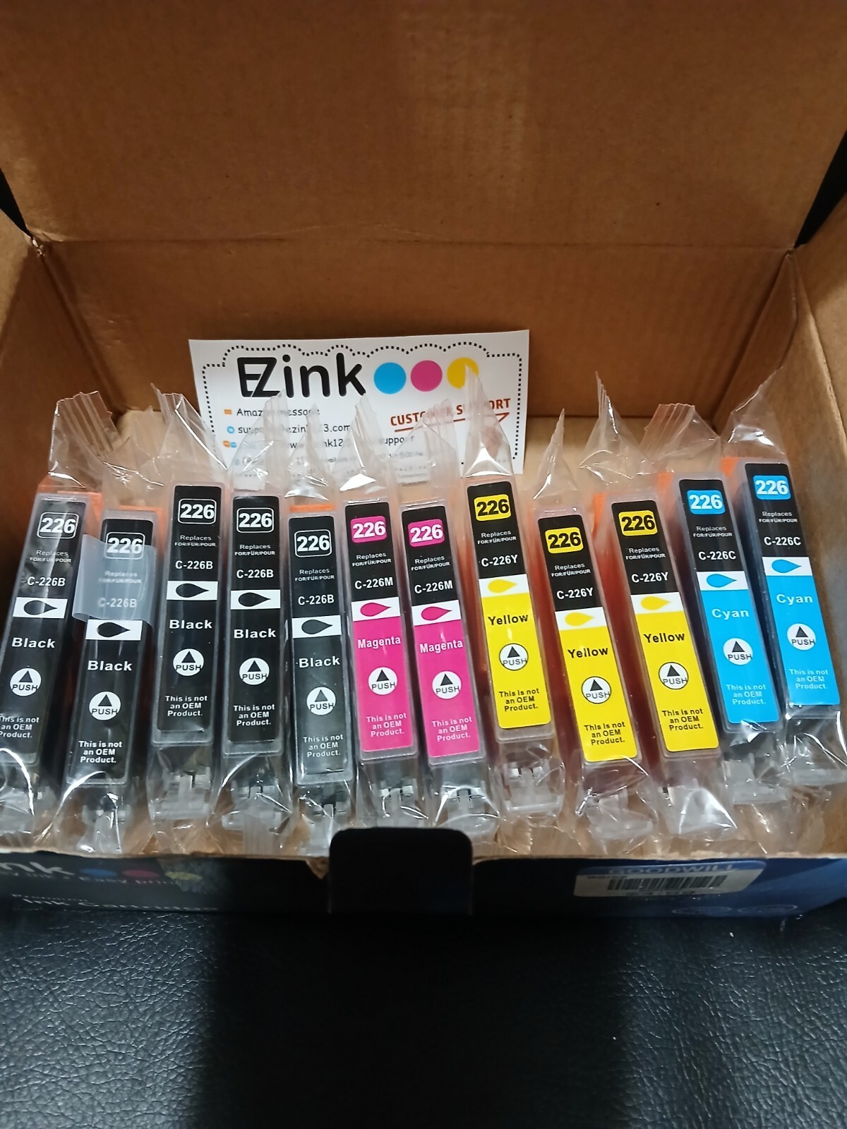 Lot Of 12 EZink Canon C-226 Packs 5 Black 2 Magenta 3 Yellow 2 Cyan
