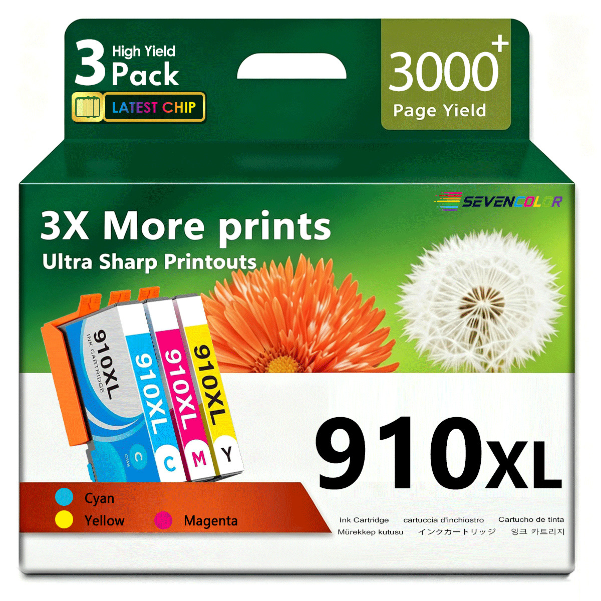 910XL High Yield Ink Cartridges Combo Pack | 3-Pack, Cyan Magenta Yellow