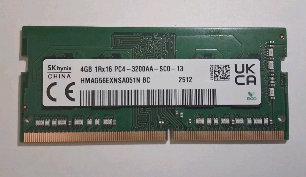 SK Hynix 4GB RAM 1Rx16 PC4-3200AA-SC0-13