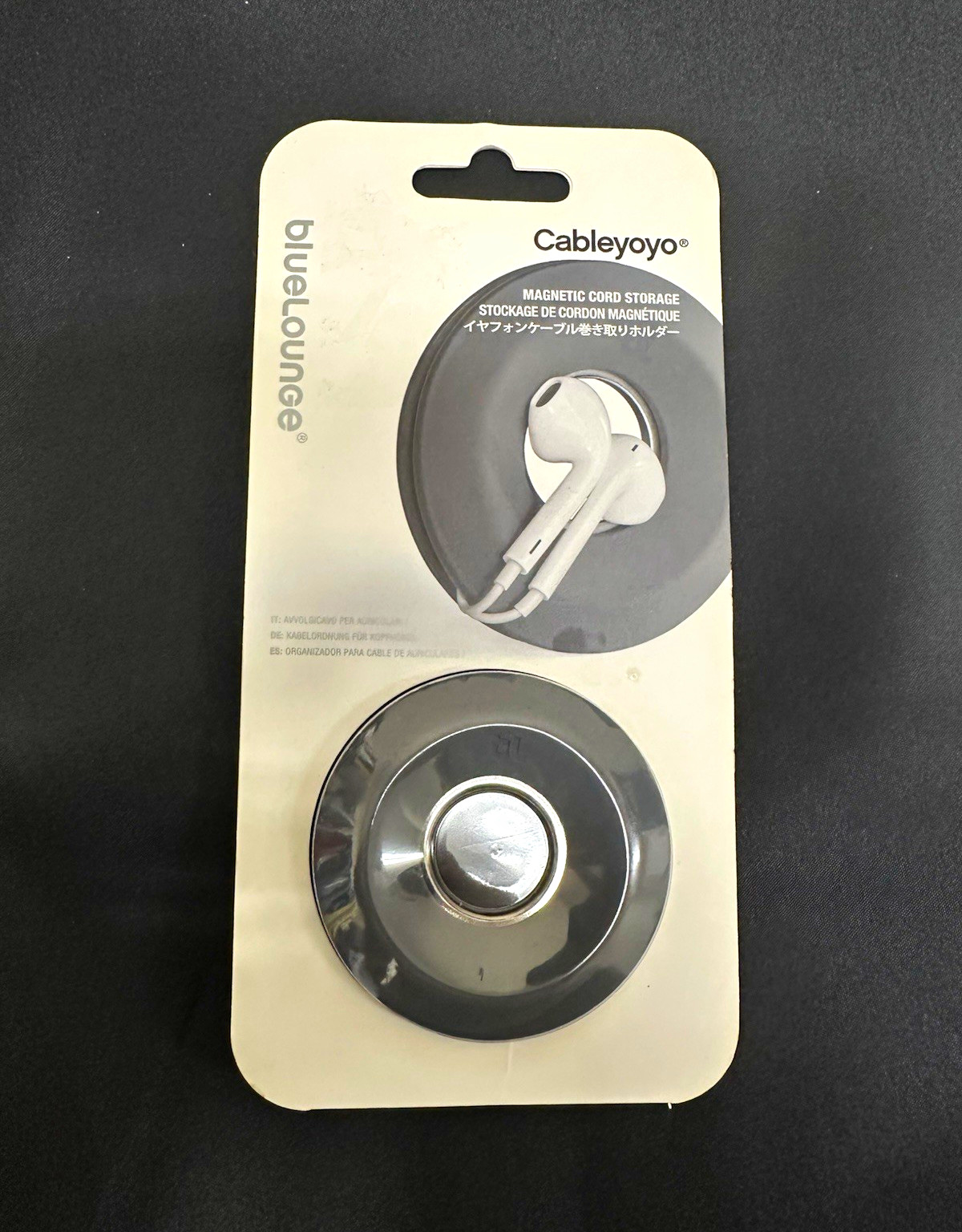 BlueLounge Cableyoyo Magnetic Cable Winder, Gray Plastic Glossy, CY10-DGR