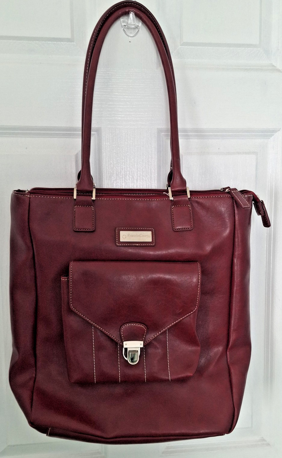 Laptop Messanger Travel Briefcase Tote Satchel Leather Wine Large Franklin Covey