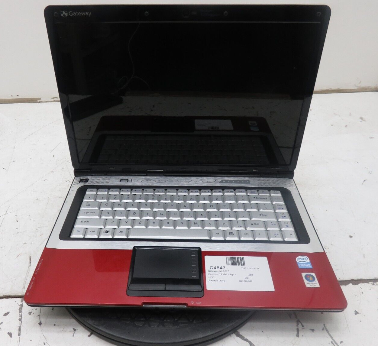 Gateway M-6320 Laptop Intel Pentium Dual Core 2GB Ram No HDD or Battery
