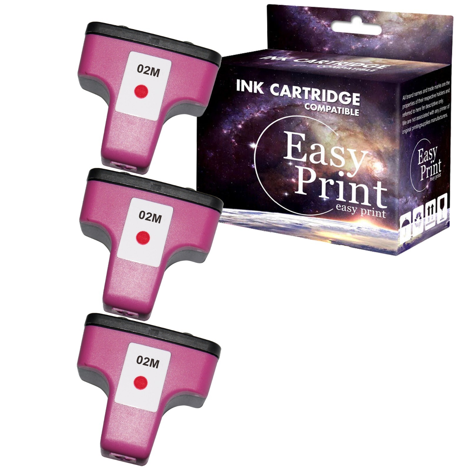 3PK replace for HP02 Ink Cartridge for PhotoSmart 3108 3210 C6200,Magenta