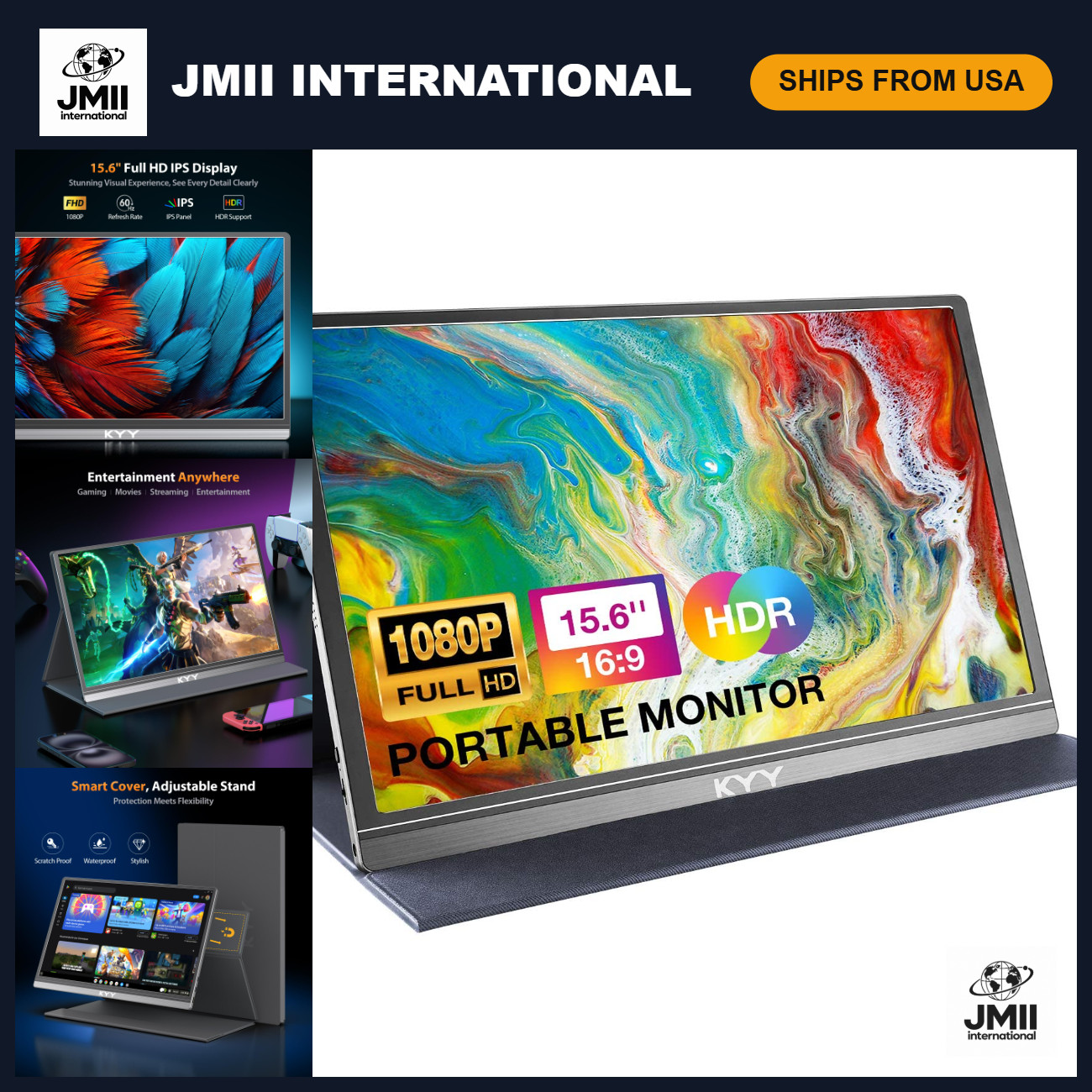 15.6" Portable 1080P Monitor - Computer Screen Extender with Protective Cover