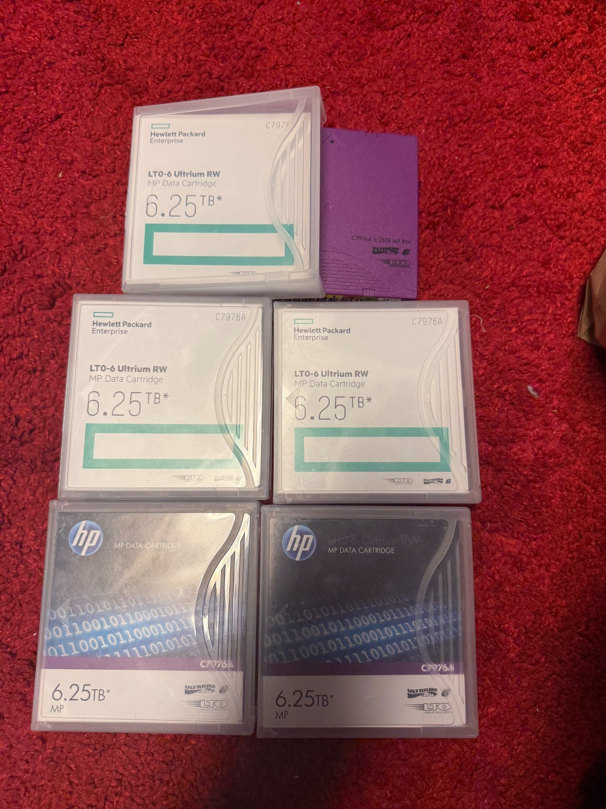 PACK OF 5 - HP ENTERPRISE  LTO-6 ULTRIUM RW MP DATA CARTRIDGES 6.25 TB C7976A
