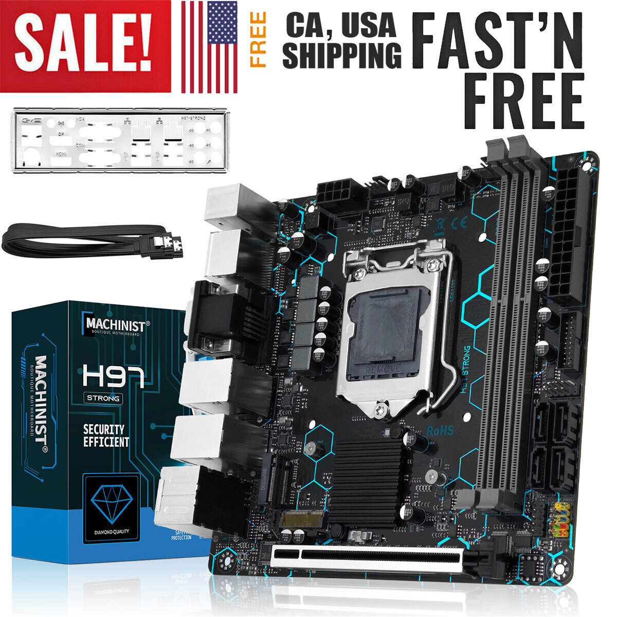 H97 STRONG Motherboard LGA 1150 DDR3 VGA/HDMI/DP/COM Dual LAN NVME M.2 WIFI M.2