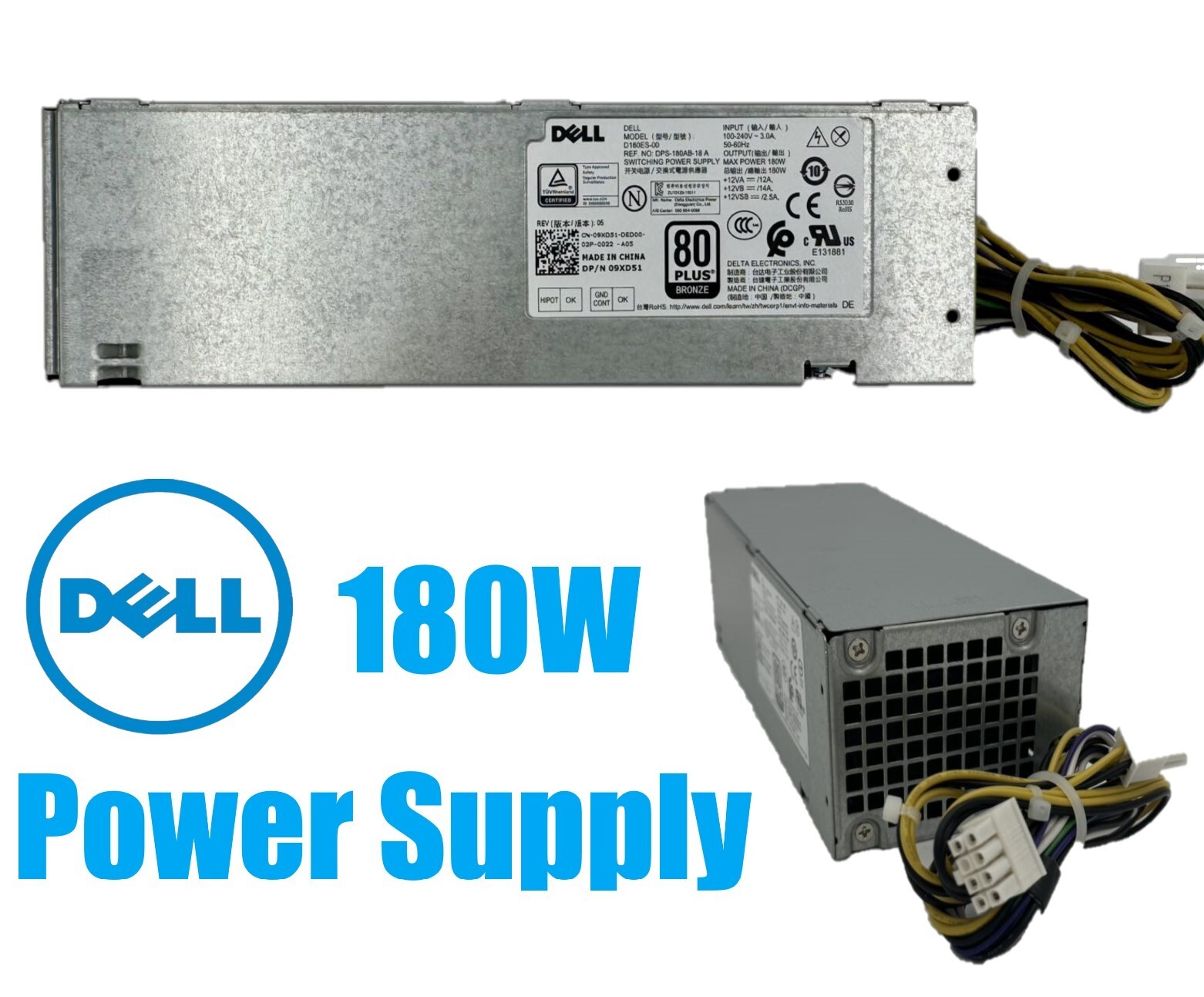 Dell Inspiron 3250 3650 3656 SFF 180W Switching Power Supply HGRMH 5XV5K 9XD51