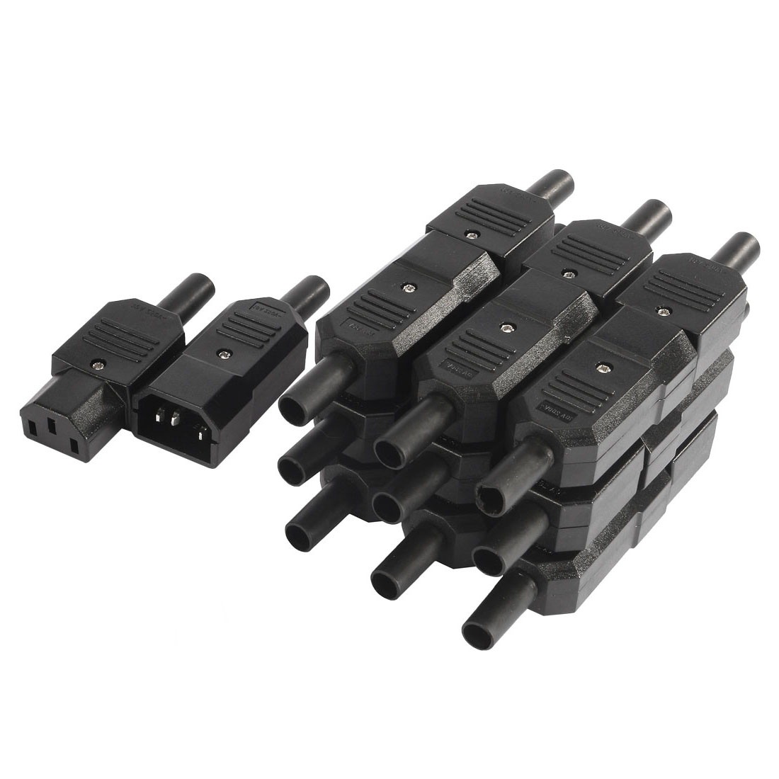 10Pair AC250V 10A 3 Terminals IEC320 Power Socket Plug Adapter Device Connector