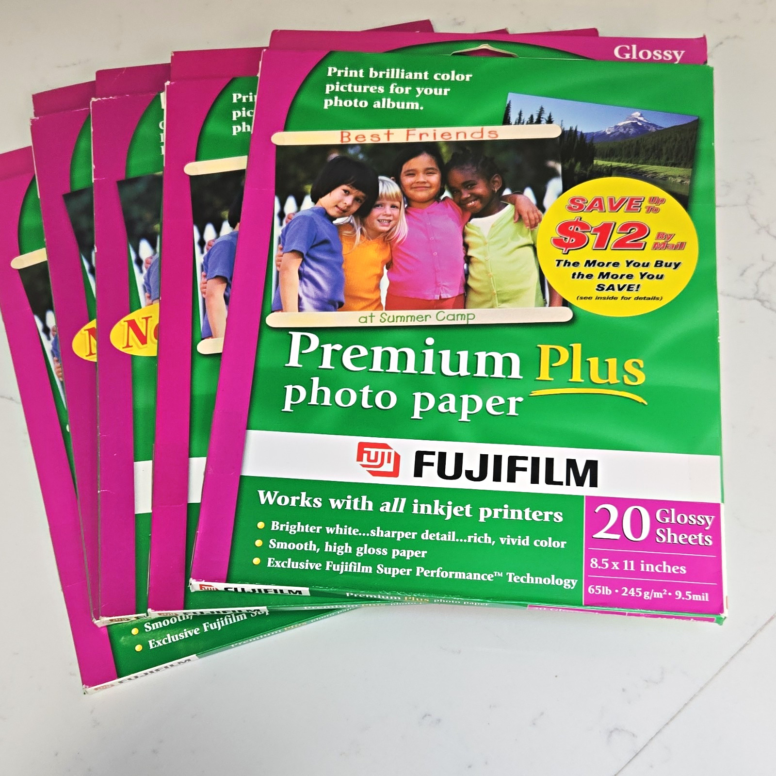 Lot Of 5 Fujifilm Premium Plus Glossy Photo Paper P8.5x11 20 Sheets  Inkjet