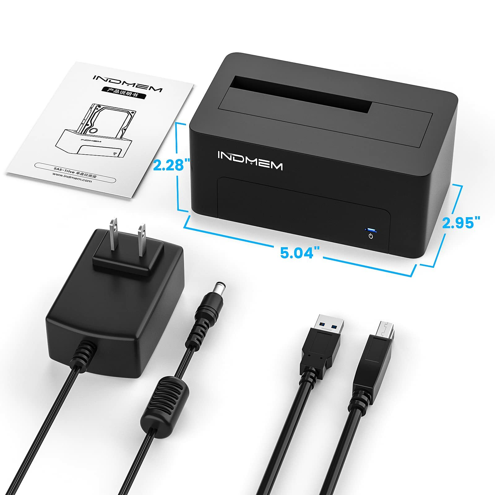 SAS to USB 3.0 Adapter 2.5/3.5" HDD SSD Reader Enclosure Docking Station 12V/2A-