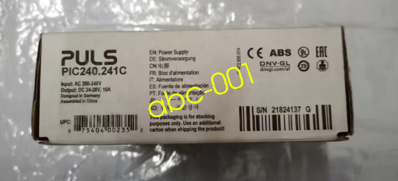 Puls PIC240.241C Power Supply Output 24-28VDC In Box Brand 