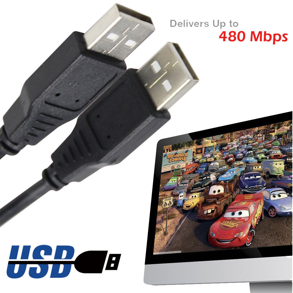 USB 2.0 Type A Male To Type A Male Extension Cable AM to AM Cord Black （3-10ft）