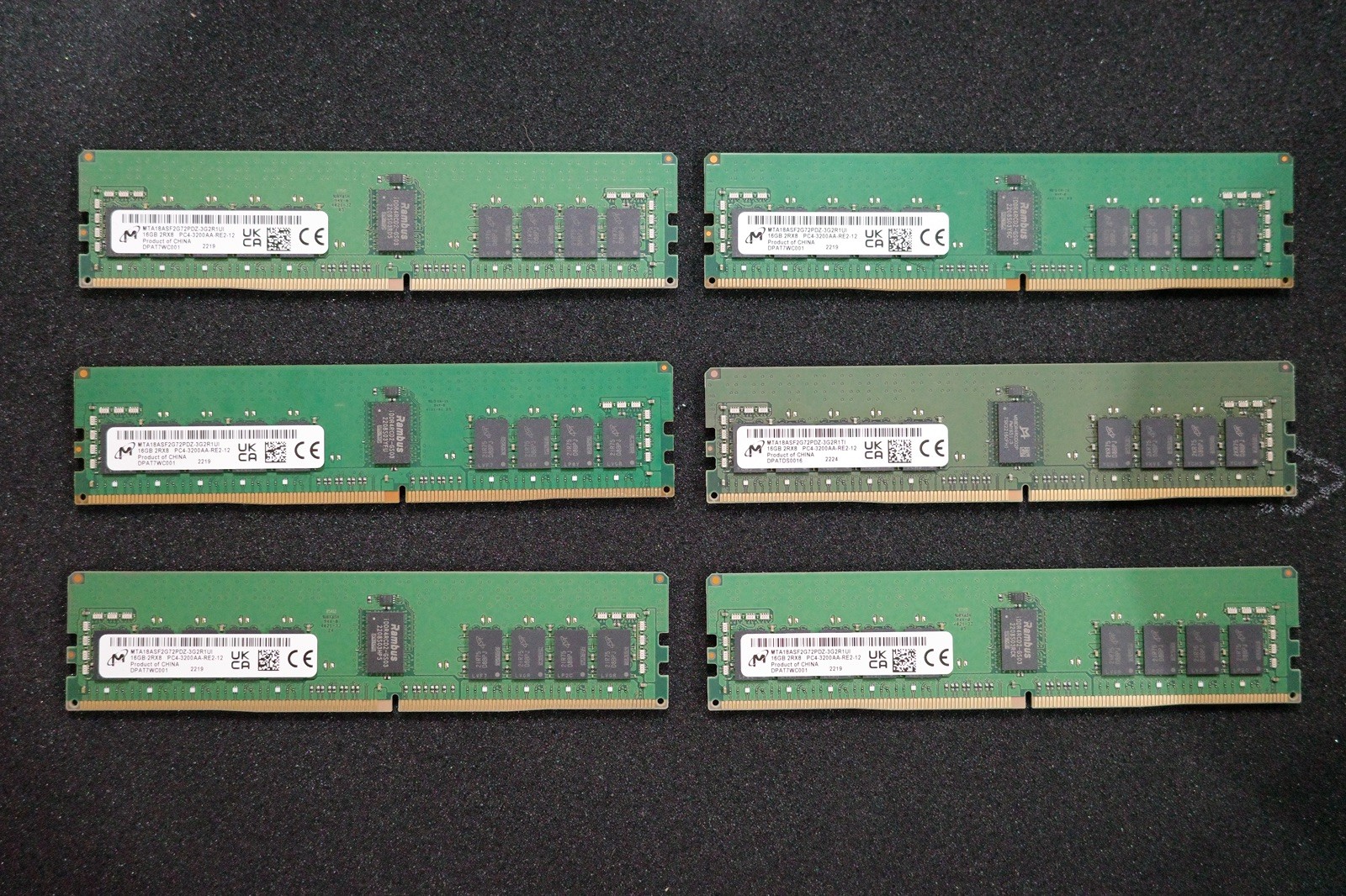 Micron 96GB (6x 16GB) DDR4-3200 ECC RDIMM Server RAM MTA18ASF2G72PDZ-3G2R1TI