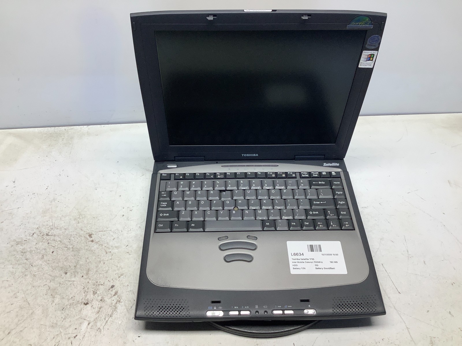 Toshiba Satellite 1735 Intel Mobile Celeron 700MHz 192 MB NO HDD