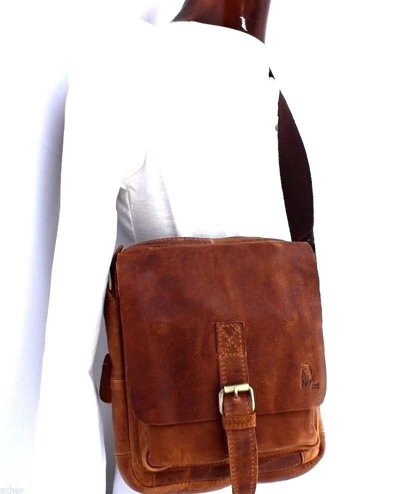 Genuine Natural vintage Leather Bag Messenger iPad mini 3 4 Student shoulder new