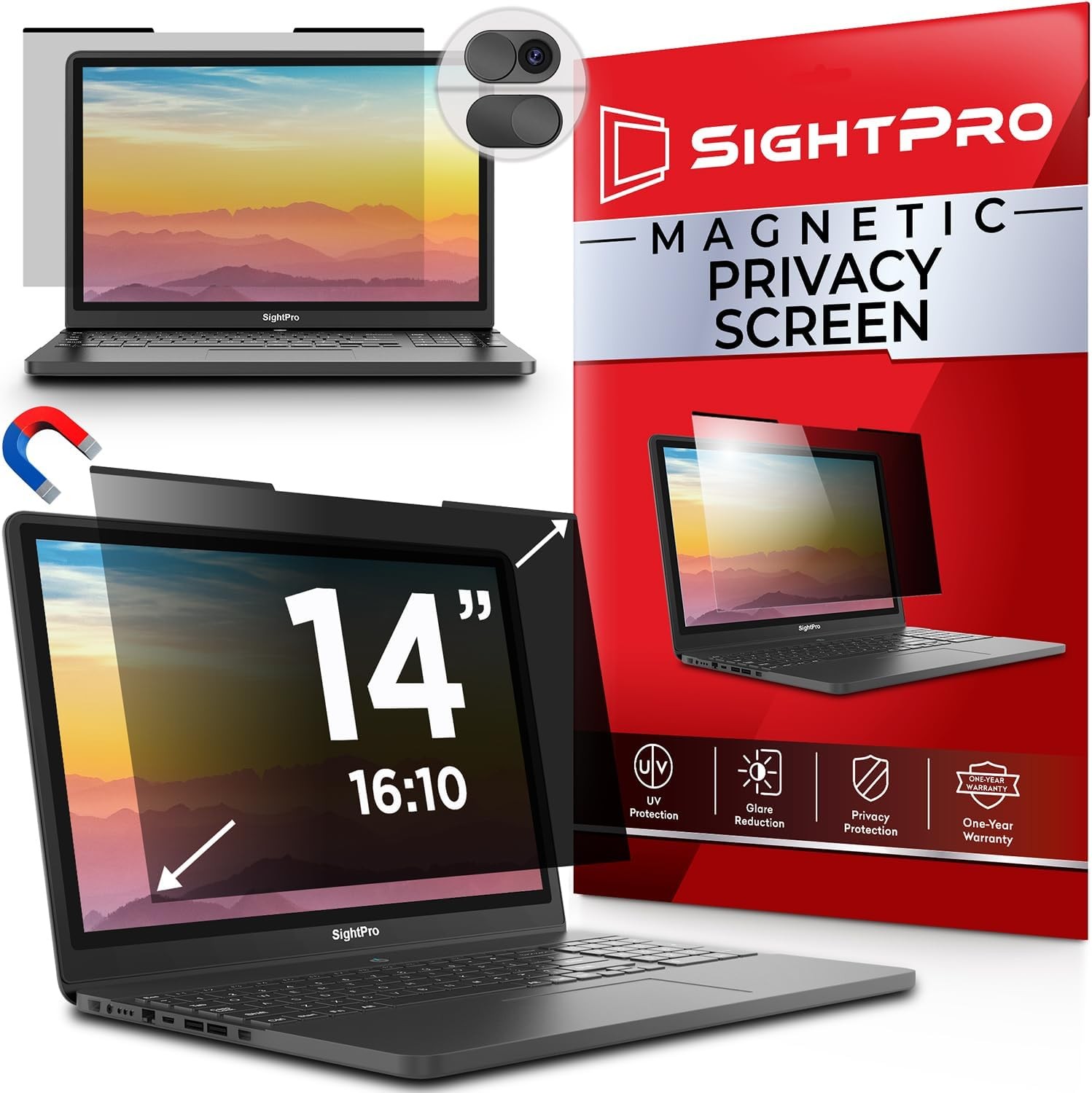 Magnetic Laptop Privacy Screen 14 Inch 16:10 - Removable Laptop Privacy Filter S